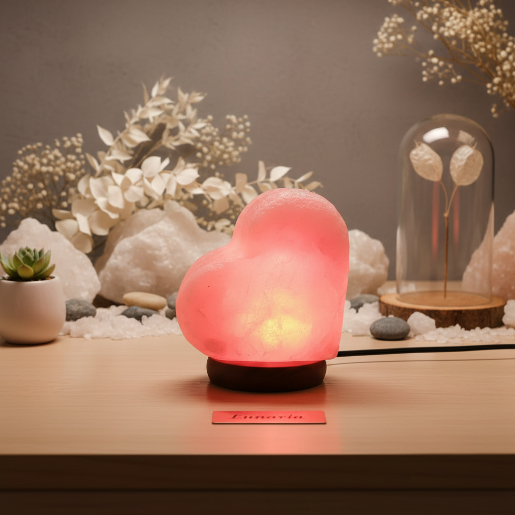 Lampada di sale Himalaya BIANCO -Cuore luminoso Luce Cromoterapica & Purificante