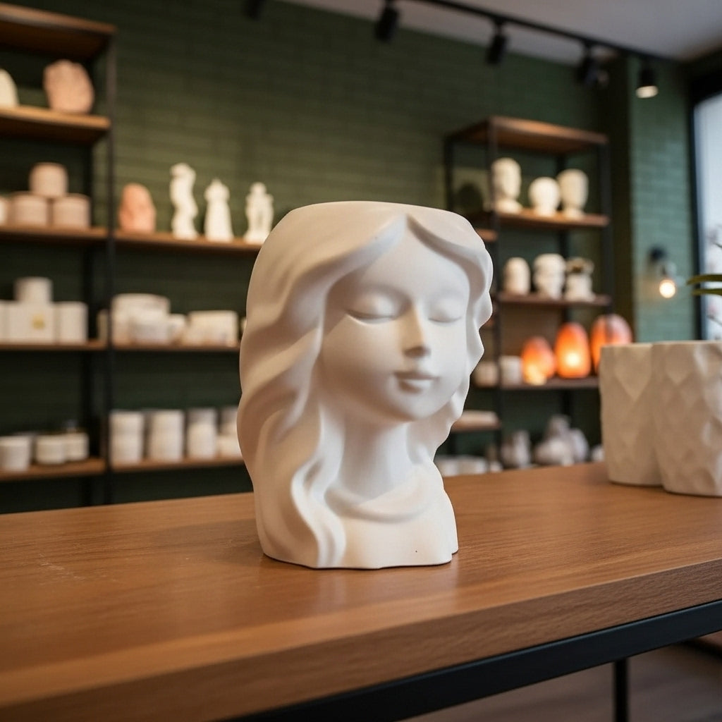 La Musa – Statuetta in Gesso Naturale Porta Oggetti Artigianale