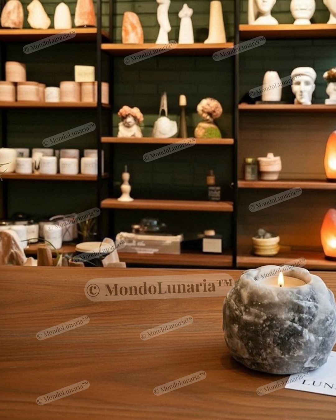 Portacandela di Sale Himalayano Grigio