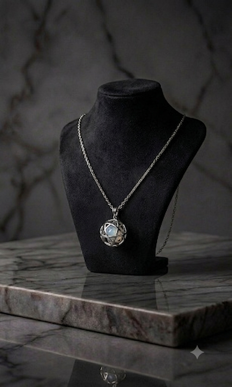 Collana Pentasfera Pietra Luna – Geometria Sacra
