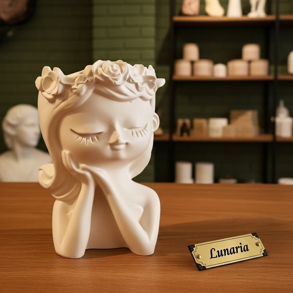 La Sognatrice – vasetto artigianale  di Gesso ceramico 100%Naturale  made in italy