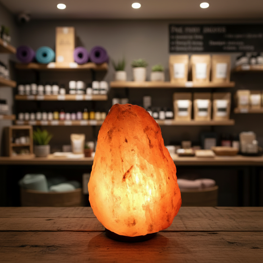 Lampada di Sale Himalayano Rosa grezza e  Candela Petali di Luna