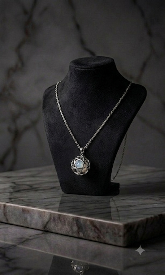 Collana Pentasfera Pietra Luna – Geometria Sacra