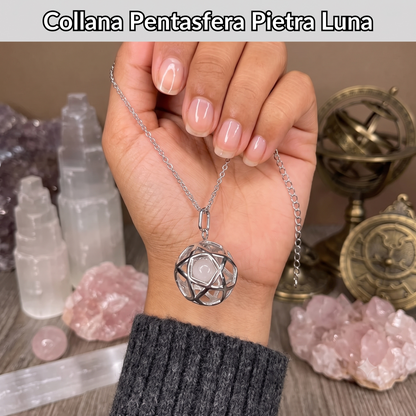 Collana Pentasfera Pietra Luna – Geometria Sacra
